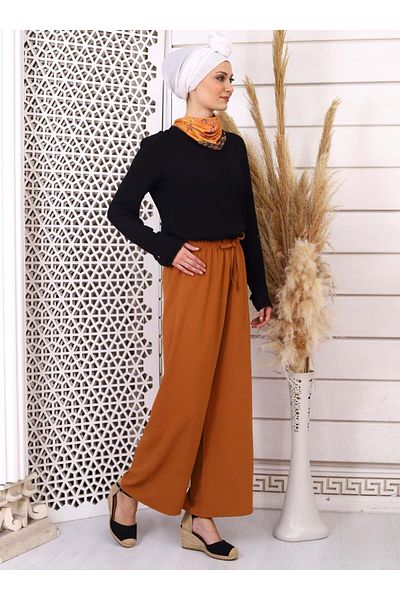 Por La Cara Women's - Elastic Waist Loose Trousers