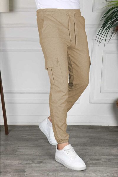 GOLSREY Unisex Milk Brown Jogger Sweatpants με τσέπες Cargo