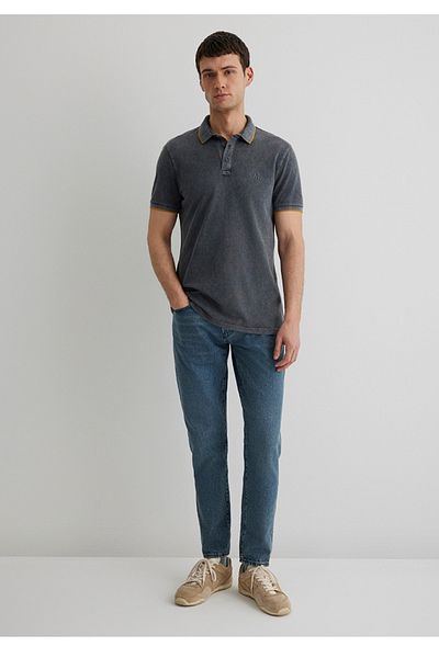 Mavi Stripe Detailed Polo Neck Slim Fit Men's T-Shirt