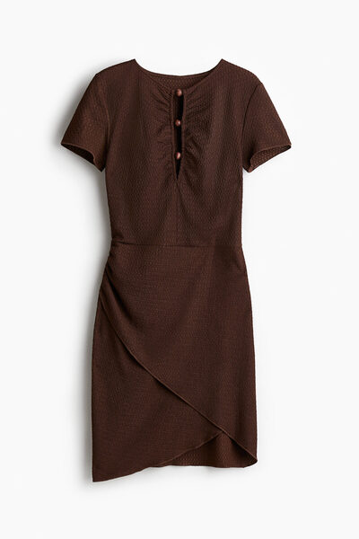 H&M Boncuk Detaylı ve Büzgülü Elbise