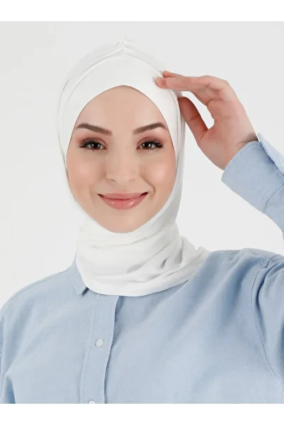 Ecardin Pleated İsra Plain Ready Turban - Cream -