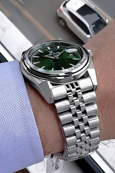 Daniel Klein Men's Wristwatch 3 Atm Waterproof Silver Color Steel Cord Natural Stone Bracelet Cbk89