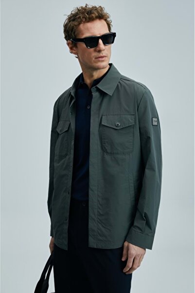 Lufian 111120067 Alex Seasonal Thin Raincoat Shirt Men's Coat Green