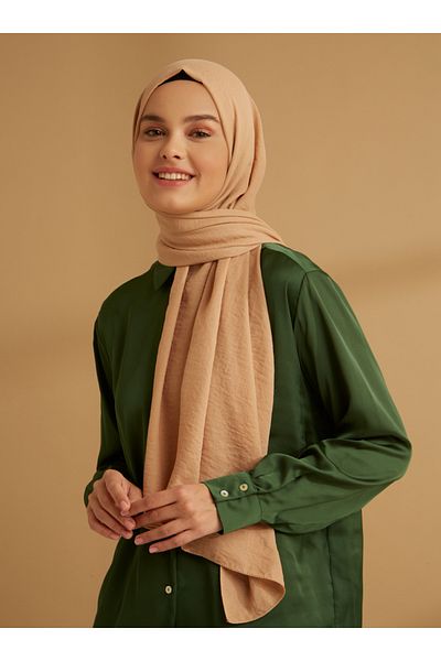 Tuva Şal Glitter Crepe Jazz Shawl - Σκούρο Μπεζ - Tuva