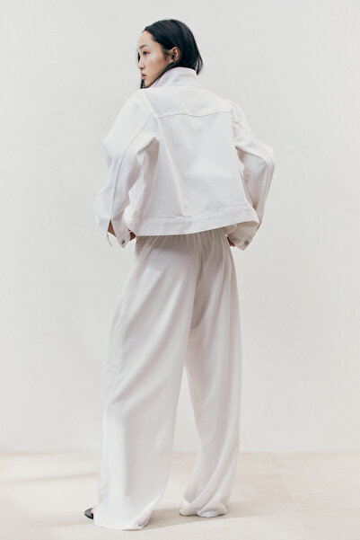 H&M Nakış İşlemeli Geniş Pantolon