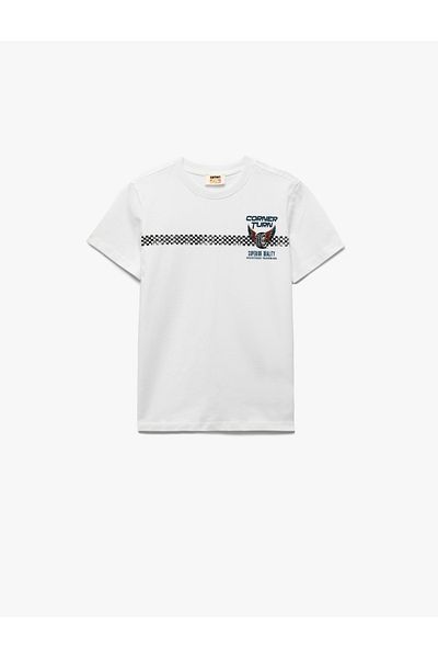 Koton Cotton Short Sleeve Crew Neck Printed T-Shirt