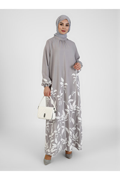 Tavin Floral Patterned Dress - Gray -