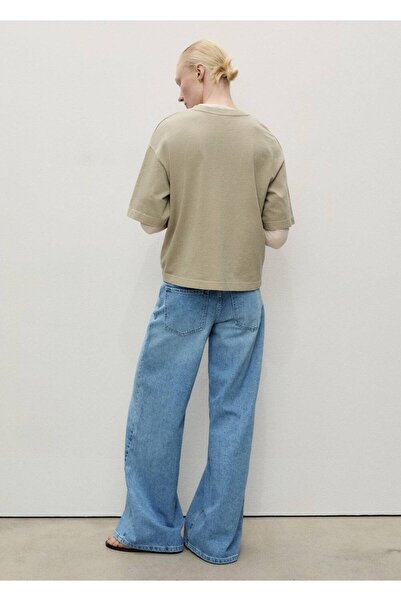 MANGO Woman Düşük belli kemerli wideleg jean pantolon