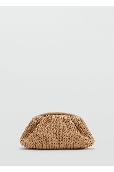 MANGO Woman Doğal elyaf el çantası