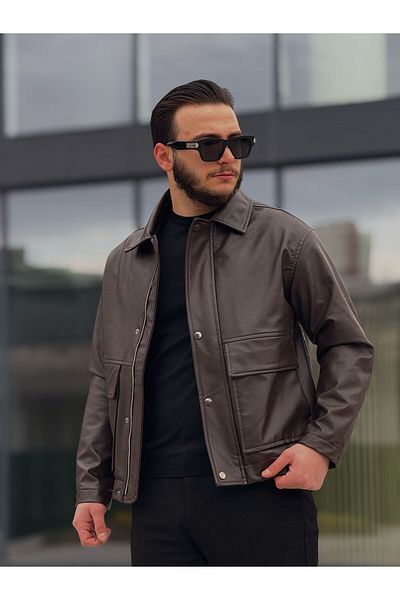 KINGAF МЪЖКО КОЖЕНО ЯКЕ С ДЖОБОВЕ ЗА ЧАНТА