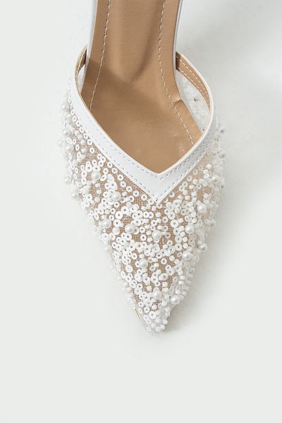 DUXAL SHOES Pantofi cu toc cu spate deschis Alberta Feather cu margele