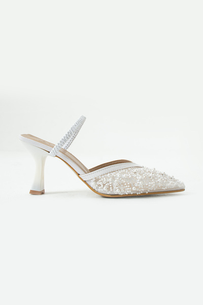 DUXAL SHOES Туфлі на підборах з пір'ям Alberta, розшиті бісером з відкритою спинкою