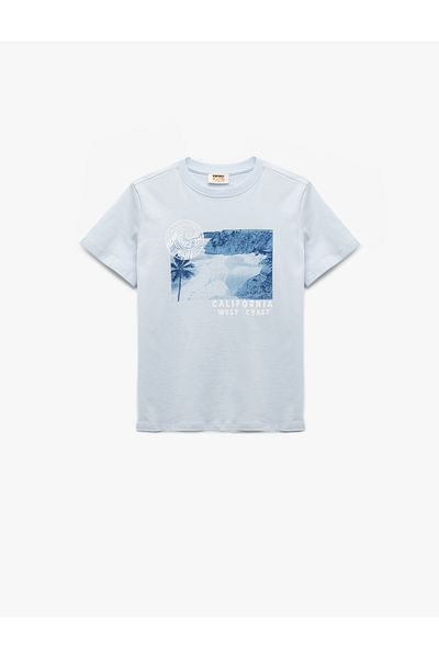 Koton Tricou din bumbac cu mânecă scurtă imprimat cu decolteu