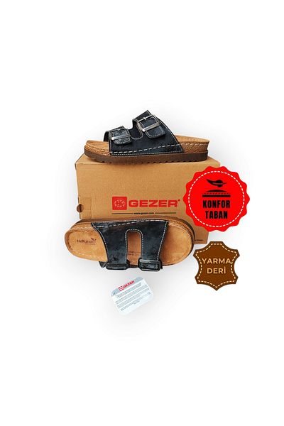 GEZER Women's Anatomical Leather Double Banded Slippers