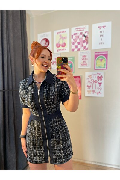 Tumtum Wear Tüvit Detaylı Kot Rengi Elbise