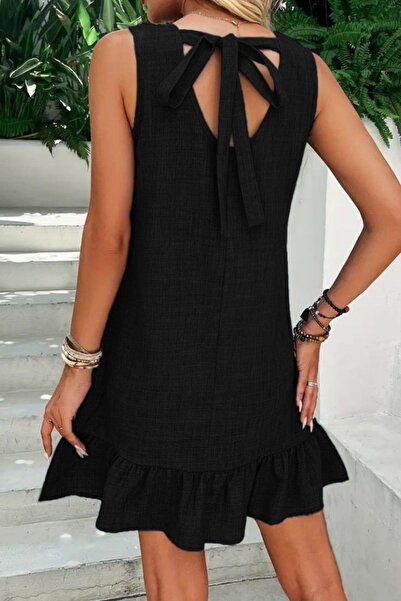 Mossta Crew Neck - Stormy Linen Dress (Black)