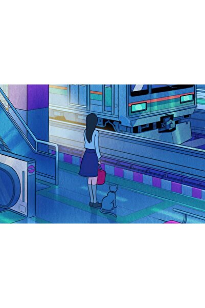 OEM Αφίσα Σιδηροδρομικός Σταθμός Anime Κορίτσι με Γάτα, 61x90εκ., poster2984,...