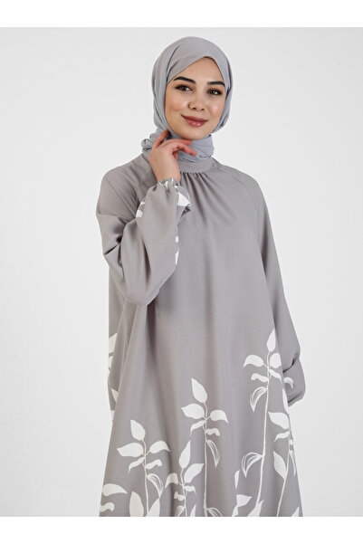 Tavin Floral Patterned Dress - Gray -