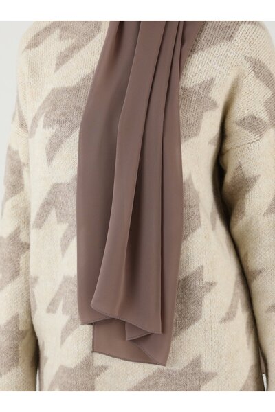 Tuva Şal Şifon Şal - Koyu Vizon - Tuva Şal
