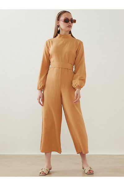 Por La Cara Mink Jumpsuit with Back Zipper and Waist Belt