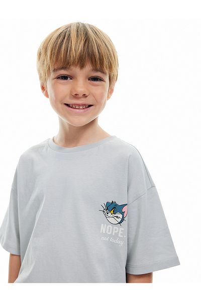 Koton Tom and Jerry Printed Cotton Licensed Short Sleeve Oversize T-Shirt