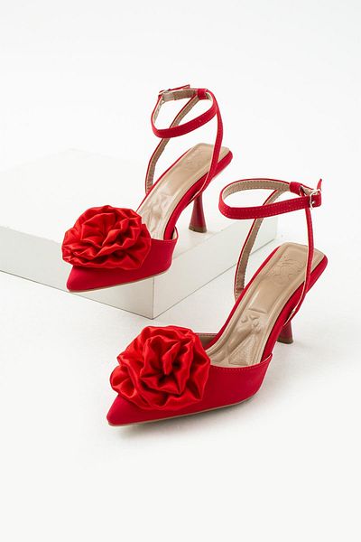 diclepolat Aria Red Rose Bow Detaliat Varf Ascutit Pantofi De Dama Cu Toc 8 Cm