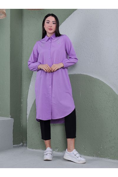 Por La Cara Lilac Stone Detailed Tunic - Por La Cara