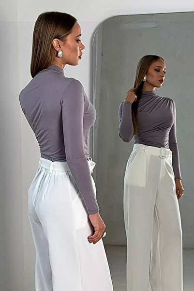 Cockatoo Women's Gridik Collar Shirred Long Sleeve Blouse