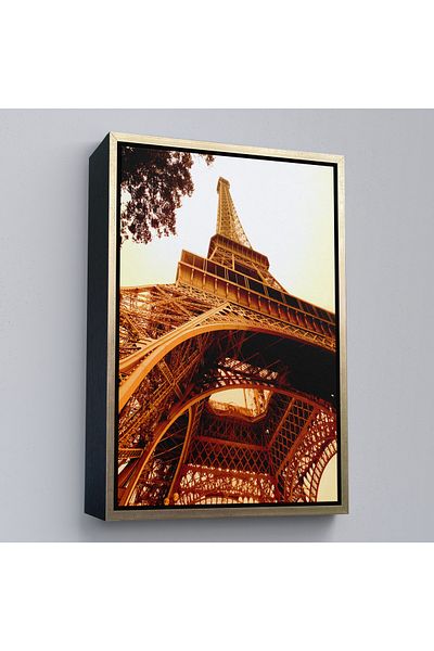 Harita Sepeti Ζωγραφική τοίχου Paris Eiffel Tower με καφέ πλαίσιο