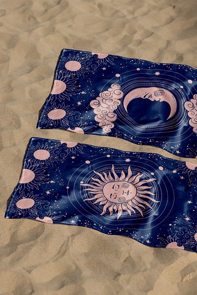Herarosa Special Beach Towel for Sun and Moon Couples - 75cm X 150cm (2 Towels)