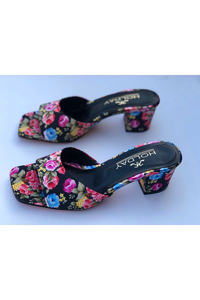 Holdays Women's Rose Patterned Heel Slippers