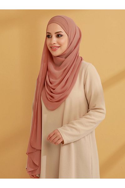 Tuva Chiffon Ready-Made Turban with Inner Bonnet - Dusty Rose -