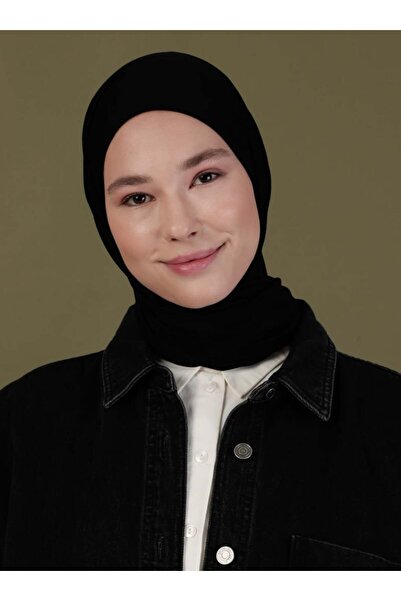 Ecardin Джерсі тканина Пеньє Комфортний шарф 90*90 - St 378 Чорний