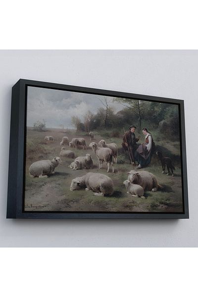 Harita Sepeti Ζωγραφική Cornelis van Leemputten Schaferpaar με χρυσό πλαίσιο με Herde