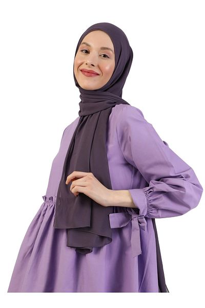 Tuva Şal Chiffon Shawl - Dark Violet -