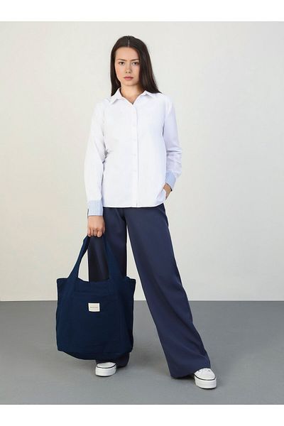 Benin Βαμβακερό πουκάμισο Benin Grey Blue ριγέ
