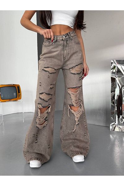 DENİKK МОДЕЛИРАНИ ШИРОКИ ПАНТАЛОНИ PALAZZO JEAN DENIM С РАЗКЪСАНИ ДЕТАЙЛИ