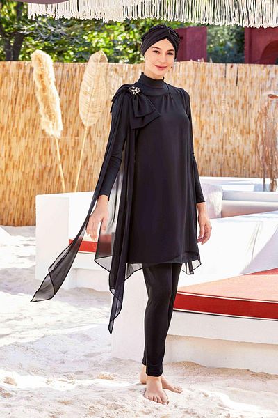 Adasea Τριπλό Pareo Lycra Ολόσωμο Μαγιό Jossy 4559 Μαύρο