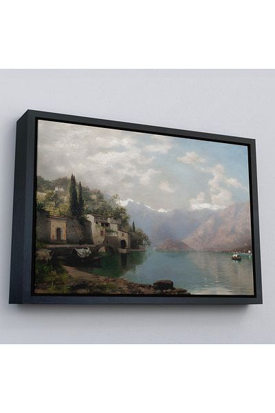 Harita Sepeti Tabloul Robert Schultze' Komo Lake cu cadru auriu - Bellagio de pe lacul Como