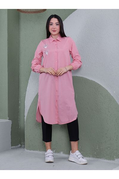 Por La Cara Dried Rose Stone Detailed Tunic - Por La Cara