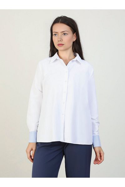 Benin Βαμβακερό πουκάμισο Benin Grey Blue ριγέ