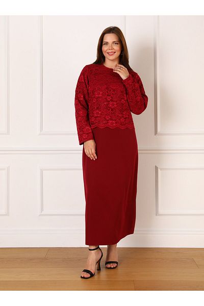 ALİA Rochie de Seara Marime Plus Dantela - Rosie Claret - Alia