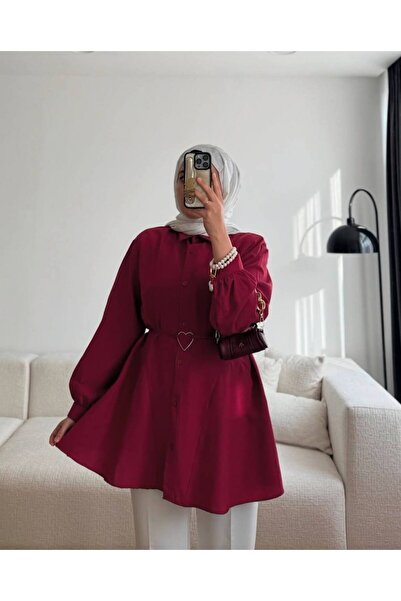 Cherry Garment Design KADIN TESETTÜR KALP KEMERLİ GÖMLEK TUNİK