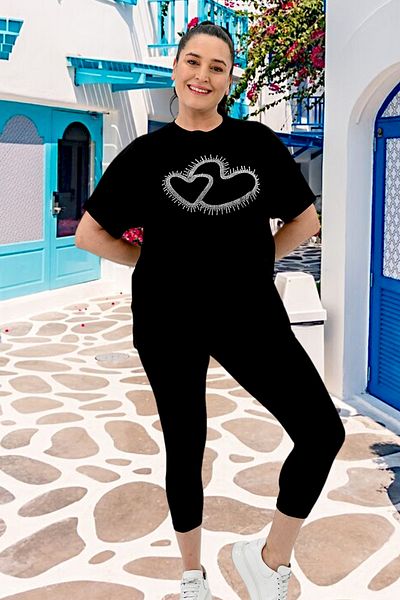 adorashop Tracksuit with large stone applique 8085