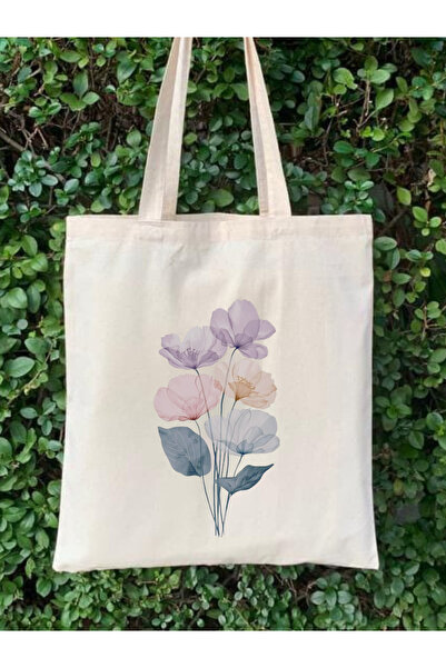 Cemira Çiçek Tasarım Kurdeleler Y2K Retro Ham Bez Tote Bag Çanta, Pinterest Çanta
