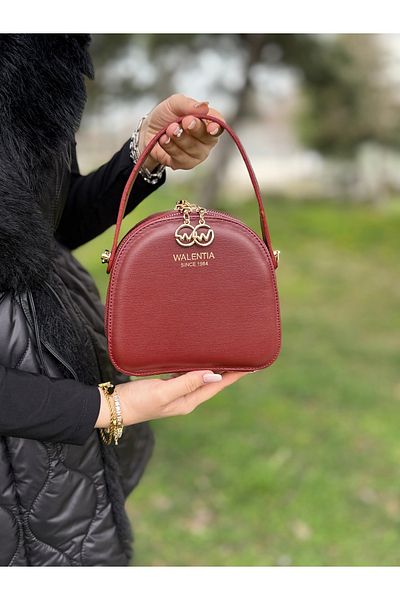 DEV 3 ADAM Claret Red Compartmented Adjustable Strap Simple and Stylish Box Model Women's Cross Shoulder and Hand Bag