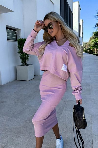 adorashop Women's Cotton Dress Set With Wide Blouse 3711-23