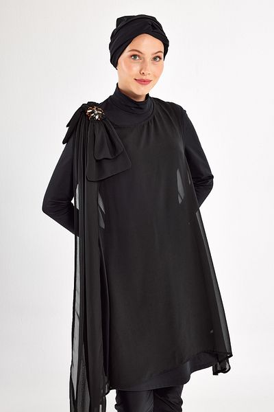 Adasea Τριπλό Pareo Lycra Ολόσωμο Μαγιό Jossy 4559 Μαύρο
