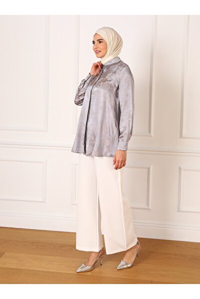 Refka Jacquard Satin Tunic - Gray - Refka