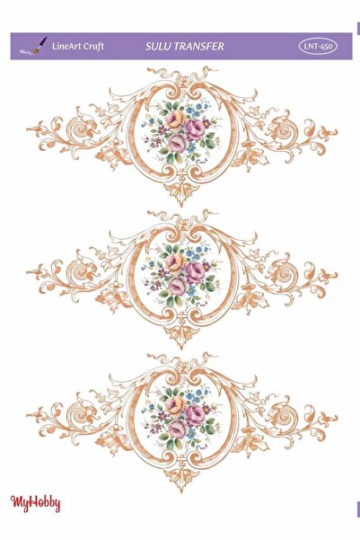 LİNEART LNT450 Çerçeve İçinde Çiçek Desenli Açık Zemin Sulu Transfer 25*35 cm